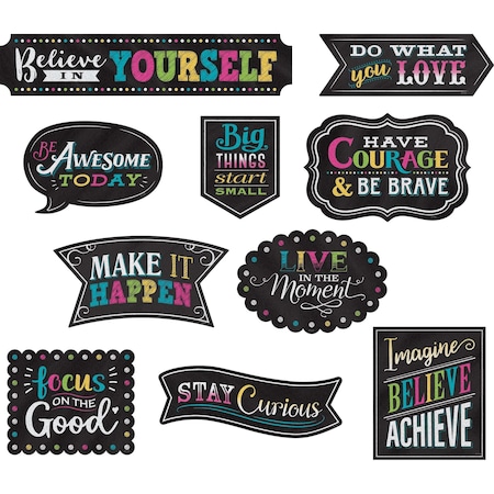 Teacher Created Resources Chalkboard Brights Clingy Thingies Positive Sayings, PK2 TCR77881